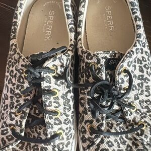Sperry Women's Black and White Animal Print Sneakers